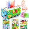 URMYWO Giocattoli Sensoriali Tissue Box Toy per Neonati,Giochi Neonato Montessori 0 3 6 12 mesi,Tummy Time Neonato,Giocattoli Interattivi per l'apprendimento Precoce,Regali per Bambini e Bambine