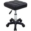 FURWOO Sgabello girevole quadrato con ruote PU Leahter Sgabello rotante altezza regolabile per Spa Salon Massaggio Nero