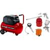 Einhell Tc-Ac 200/24/8 Compressore D'Aria 220-240 V, 50 Hz, 1200 W, 24 Litri & Originale Set 5 accessori per compressore (pistola gomme con manometro, pistola corta, ugello fine