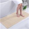 Homaxy - Tappeto da bagno in chenille, antiscivolo, lavabile, morbido, assorbente, per doccia e bagno - 60x120 cm, Beige