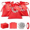 BETESSIN 24pz Bomboniere Laurea Sacchetti Portaconfetti Ciondoli Corona d'Alloro Sacchetti Iuta Rossa Biglietti Laurea Nastro Rosso Addobbi Laurea Festa Bomboniere Confetti Regalo