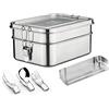 nicelock Nichelock - Contenitore per il pranzo Bento a 2 ripiani in acciaio inox, ecologico, a prova di perdite, con divisorio rimovibile, set di posate pieghevoli per donne e bambini (540 ml+800 ml)