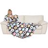 Kanguru Coperta con maniche Cuori, soffice plaid in pile, Microfibra, con tasca centrale, 210x140cm, regalo donna compleanno, amica, Hoodie per divano, letto, relax, Natale, vestaglia invernale