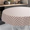 ANRO Tovaglia cerata, lavabile, da giardino, per interni ed esterni, rotonda, 140 cm, bordo tagliato, a quadri, beige
