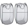 WD&CD Set di 2 Portabiancheria Pieghevole, Cesto per Biancheria con Manici, Borse Organizer per Vestiti Sporco, Giocattoli, Bagno, Camera da lettoGiochi, Accessori, Grigio