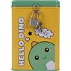 I-TOTAL® - Salvadanaio Divertente con Lucchetto e Chiavi/Portamonete in Metallo con Chiusura - Idea Regalo (HELLO DINO)