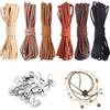 SYEYCW 6 Pezzi Corde in Pelle per Creazione di Gioielli, 30M 2.6mm Corda Piatta in Pelle Scamosciata Finta con 100 Pezzi Accessori Chiusura, per Realizzare Braccialetti Collana, Pendenti Fai Da Te
