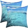 Loussiesd Confezione da 2 federe decorative per cuscini, morbide, quadrate, per divano, camera da letto, soggiorno, spiaggia, hawaiana, vita marina, mare, blu, 45,7 x 45,7 cm