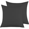 Poligino Federe Cuscini Letto Matrimoniale 80x80cm,Coppia Federe in Microfibra Chiusura a Busta - Nero