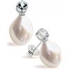 Secret & You Orecchini dI Perle coltivate d'acqua dolce Barocca o Grandi Orecchini Ciondoli di Zirconia Cubica SECRET & YOU Design You & Me- Orecchini in argento sterling 925 con grande dado.