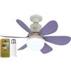 RuiDay Ventilatori da Soffitto con Luce e Telecomando, E27 lampadario con pale LED Dimmerabile, lampadario ventola con Telecomando e Timer, 3 Velocità, 3 Colori, Silenzioso (Viola)