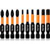 Hilpaty Set di 10 Inserti Avvitatore Torx e Pozidriv PZ1 PZ2*2 PZ3 T10 T15 T20 T25 T30 T40, Bit di Cacciavite Magnetico Impulsi, Lunghezza 50mm e Codolo Esagonale 1/4