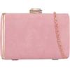 UShopUK Pochette rigida in finta pelle scamosciata, da sposa, ballo di fine anno, matrimonio, festa, borsa a mano, Rosa cipria, medium