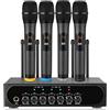 LiNKFOR Microfono Wireless Professionale Sintonizzabile UHF Sistema Microfonico Wireless a 4 Canali con Bluetooth 4.2 Microfono Senza Fili Professionale Frequenza Selezionabile 50*4 Canali per Canto