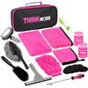 THINKWORK Kit di Pulizia Auto, 17 Pz Rosa Car Wash Kit Interno ed Esterno, Accessori Auto per le Donne - Gel di Pulizia, Panno di Pulizia in Microfibra, Guanto dell'autolavaggio, Duster, Squeegee