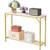 YMYNY Consolle Ingresso, Tavolo Console Stretto, Piccolo Tavolo per Decorazioni, Tavolino da Divano, Corridoio, Soggiorno, Ufficio, Assemblaggio Semplice, 107 x 30 x 78CM Oro e Bianco HST006W