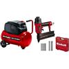 Einhell Tc-Ac 200/24/8 Compressore D'Aria 220-240 V, 50 Hz, 1200 W, 24 Litri & Tc-Pn 50 Graffettatrice Pneumatica, Pressione 8.3 Bar, Rosso Nero, 25.6 x 5.5 x 26 Cm