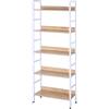 eSituro Scaffale Libreria Alta Mensole a 5 Ripiani in Acciaio Legno Mobiletto Autoportante Fioriera Scarpiera 60x27,5x160cm Bianco rovere SSTR0023