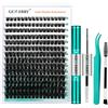 GEMERRY Ciglia Finte Ciuffetti Kit Extension Ciglia 100D D Curl 10-18mm | Lash Cluster Kit con Bond and Seal Pinzette er Uso Personale a Casa Ciglia a Grappolo Extension Ciglia Kit
