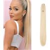 Dcbaboo Coda di Cavallo Extension Capelli Lisci Coda Capelli Extension con Pinza 55cm Posticci per Capelli Dritti Coda Finta per Capelli Sintetici Lunghi Ponytail Naturale, Biondo candido