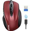 TECKNET Mouse Wireless Ricaricabile, Silenzioso Senza Fili, Riduzione Rumore 90%, 4800 DPI, 6 Pulsanti Ergonomico, 2.4G USB Compatibile Con PC Portatile, Mac, Laptop