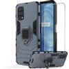 DERHAN Cover per Realme 7 5G con Vetro Temperato, Custodia Protettiva Resistente Antiurto Robusta Case con Supporto Magnetico Rotante a 360° - Marino