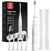 Oclean Spazzolino elettrico sonico Flow Gift Set, Ricarica ogni 180 giorni, 5 Modalità, Impermeabile IPX7, Timer da 2 minuti, 6 Testine DuPont™, Custodia da viaggio, Bianco