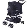 PawHut Passeggino Cani Gatti Animali Domestici Pieghevole 75L x 46P x 94Acm Nero