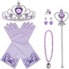 Vicloon 8 PCS Nuovi Accessori per Vestire Principessa con Diadema, Guanti, Bacchetta Magica, Orecchini, Anello, Collana per Ragazze di 3-10 Anni（Viola）