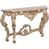 Biscottini Mobiletto Ingresso Barocco 135,5x37,5x80,5 cm Artigianale Made in Italy - Consolle Ingresso in Legno con Finitura Foglia Argento Anticata