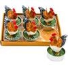 Dekohelden24 Candela Tealight - Candela, candela, statuetta, luce da tavolo come pollo, set da 6 pezzi, dimensioni di ogni pollo, 4 x 4 x 7 cm, galline