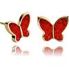 Dragon Porter Orecchini a Bottone Piccolo Lusso; Gioielli per Donne (Stile 28 - Farfalla Scintillante Rosso Oro)