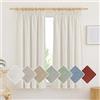 PONY DANCE Tende Lino Corte per Cucina 200g/m² Tende Semitrasparenti con Fettuccia Shabby Chic Curtains per Finestra Piccole 2 Pezzi L 140 x A 145 CM, Crema