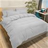 Poligino Set Copripiumino Matrimoniale 260x240 CM (2 Federe 65x65) Monocromatico in Microfibra Grigio Chiaro, Morbido ed Ipoallergenico, Inclusa Federa 65x65 cm