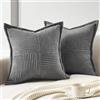Topfinel Fodere Cuscini 40x40 Antracite in Velluto a Coste, 2 Pezzi con Cerniera Invisibile, Copricuscini Decorativi per Divano, Camera da Letto, Casa