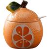 KNBG Zuccheriera in ceramica a forma di frutta, saliera e pepe, con coperchio e cucchiaio, contenitore per condimenti (arancione pomelo)
