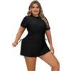 BEACHKINI Costume da Bagno Due Pezzi Tankini Beach Dress Plus Size da Donna con Stampa retrò,01 Albero di Cocco,EU58