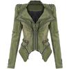 BAINASIQI Giacca Jeans Donna Annata Giacca di Jeans Punk Rivetto Denim Cappotto Blazer Biker Zip Jeans Cappotti (S, Verde)