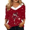 DGZTWLL Brutte camicie di Natale da donna 2023 eleganti a maniche lunghe con bordo in pelliccia sintetica Top di Natale Albero di Natale Glitter Camicia di Natale Felpe di Natale per le donne, Rosso.,