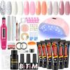 COSCELIA Kit Poli Estensione Gel 6pz con 36W Lampada LED/UV, Set Gel Ricostruzione Unghie e Slip Solution 30ml, Fresa per Unghie Nail Art Kit Professionale