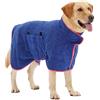 HezzLuv Accappatoio per Cani, Accappatoio in Microfibra per Cani di Taglia Media e Grande, Accappatoio Assorbente Cappotto per Asciugare con Regolabile per Gatti (Blu S)