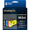 Woungzha 963 XL Cartucce per stampante compatibili con HP 963XL Multipack per HP Officejet Pro 9010 per 9012 9020 9014 9015 9019 (‎‎‎‎‎‎‎‎‎‎‎‎‎‎‎‎ Nero, Ciano, Magenta Giallo, 4 Pezzi)