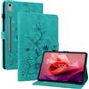 SLLMYYX Custodia per Lenovo Tab P12 da 12,7 pollici 2023 TB370FU, motivo fiore di giglio in pelle PU, angoli di visualizzazione multipli, supporto sottile Folio Tablet Cover (verde)