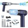 Tiazhan Aspirapolvere manuale, 15000 Pa, potente aspirapolvere a mano, 4 in 1, leggero soffiatore di polvere e aspirapolvere, display a LED, mini aspirapolvere ricaricabile USB, per auto (Blu)