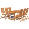 vidaXL AX Tavolo Pranzo Giardino Ovale 6 Sedie Reclinabili 5pos Pieghevoli Legno 41814