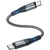 ZKAPOR Cavo USB C USB C Corto 30CM, 240W Cavo USB Type-C Ricarica Rapida PD 3.1 Cavo Type C to Type C 100W per Phone 15/15 Pro Max, Samsung Galaxy S23/S22, Pad Pro, Air, P40/Mate 60, Pixel -Grigio