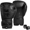 Islero Guantoni da boxe da uomo, per fitness, MMA, Muay Thai, arti marziali, kickboxing, sparring, allenamento, combattimento, guanti con fasce per le mani, colore nero, 473 ml