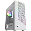 Oversteel - Iridium Case per PC da gioco, ventola A-RGB da 120 mm, frontale a rete, 2 filtri antipolvere, vetro laterale temperato, USB 3.0, colore, 332 x185 x 413 mm, Bianco