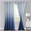 XWZO - Tende in voile con occhielli, set da 2, con sfumature di colore, tende trasparenti, con aste per soggolo, 245 x 140 cm (A x L), azzurro jeans, per camera da letto e soggiorno