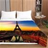 Surwin Trapuntino Copriletto Trapuntato Primaverile Estivo,Stile Moderno,Trapuntino in Morbida Microfibra con Stampa Paesaggio 3D Leggero Coperta Letto Singolo Matrimoniale (Torre Eiffel,100x150cm)